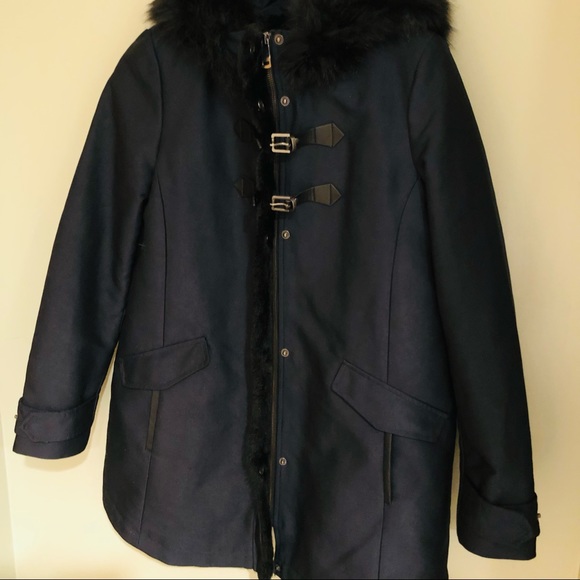 Zara Basic Navy Coat - Picture 8 of 11
